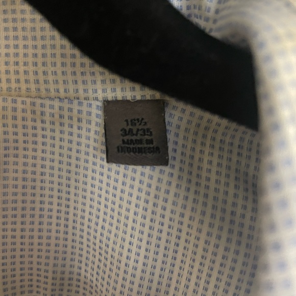 Dr. Calvin Klein Long-sleeve blue and white checker dress shirt button 34/35 - Picture 3 of 4